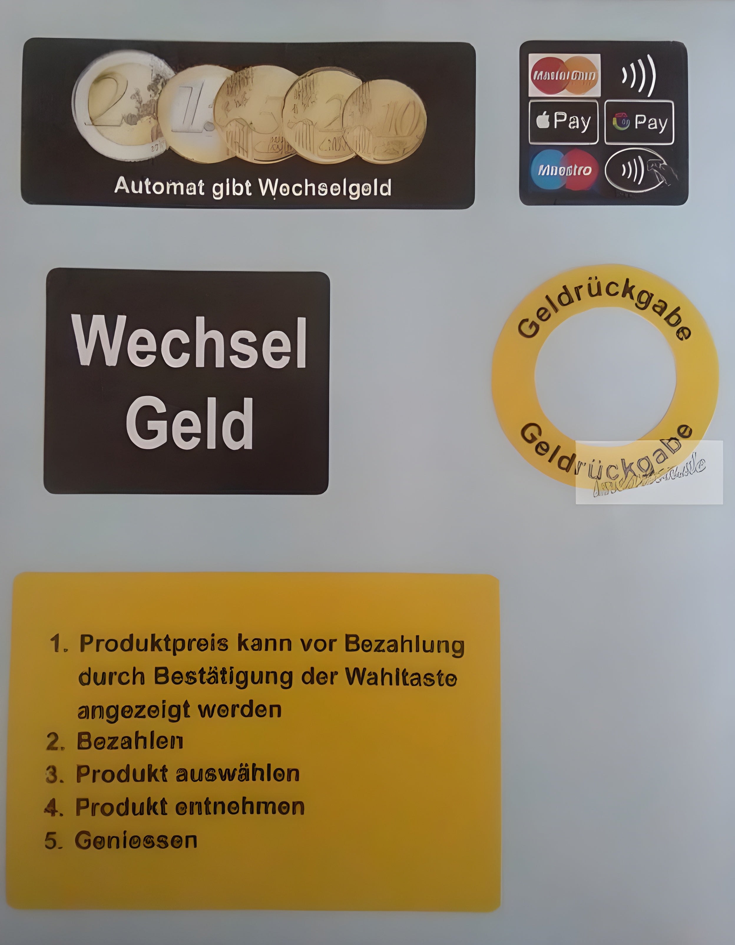 Aufkleber Geldrückgabe & Wechselgeld – Set Nr. 2