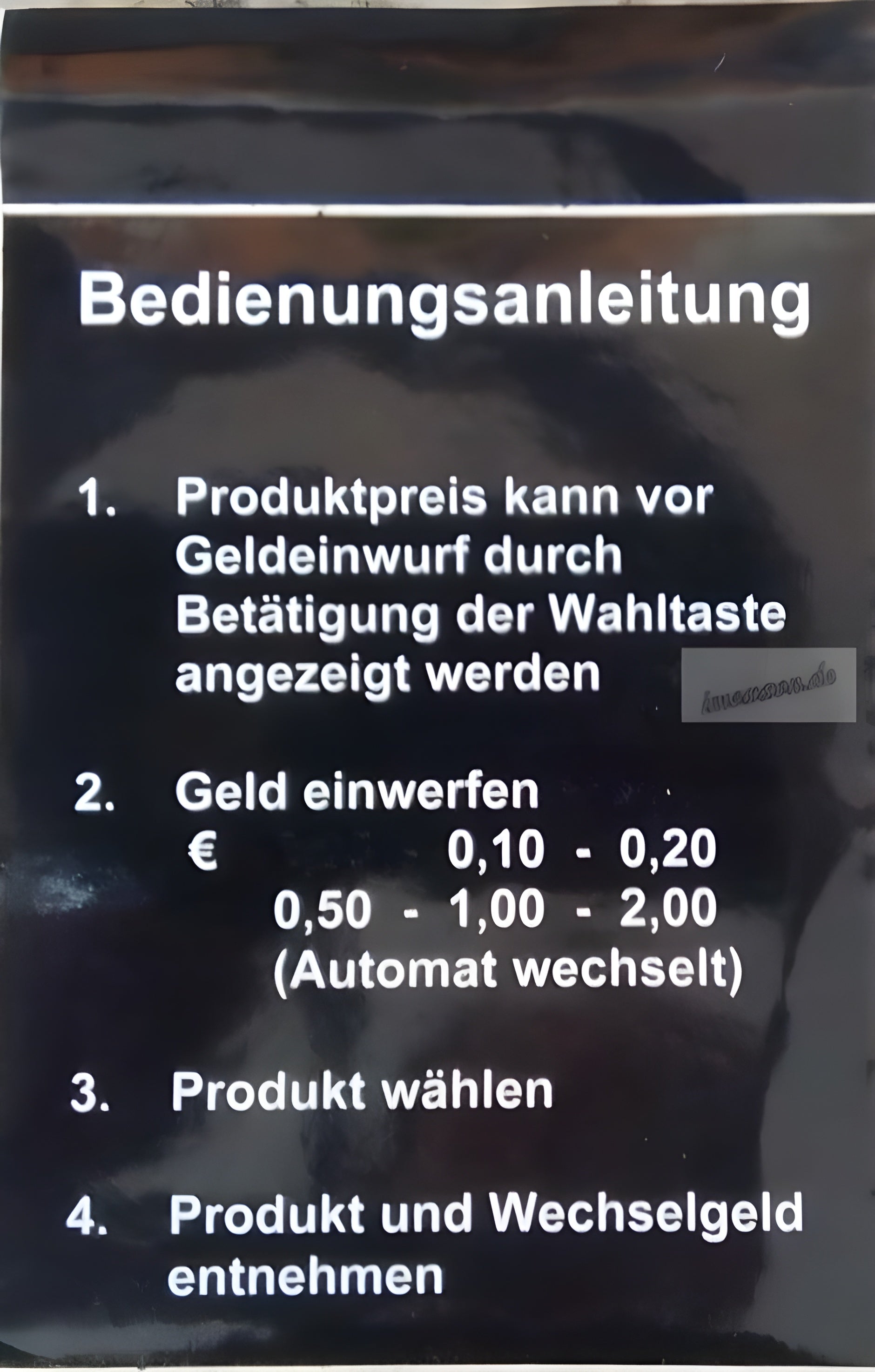 Aufkleber Original SandenVendo – Bedienungsanleitung schwarz