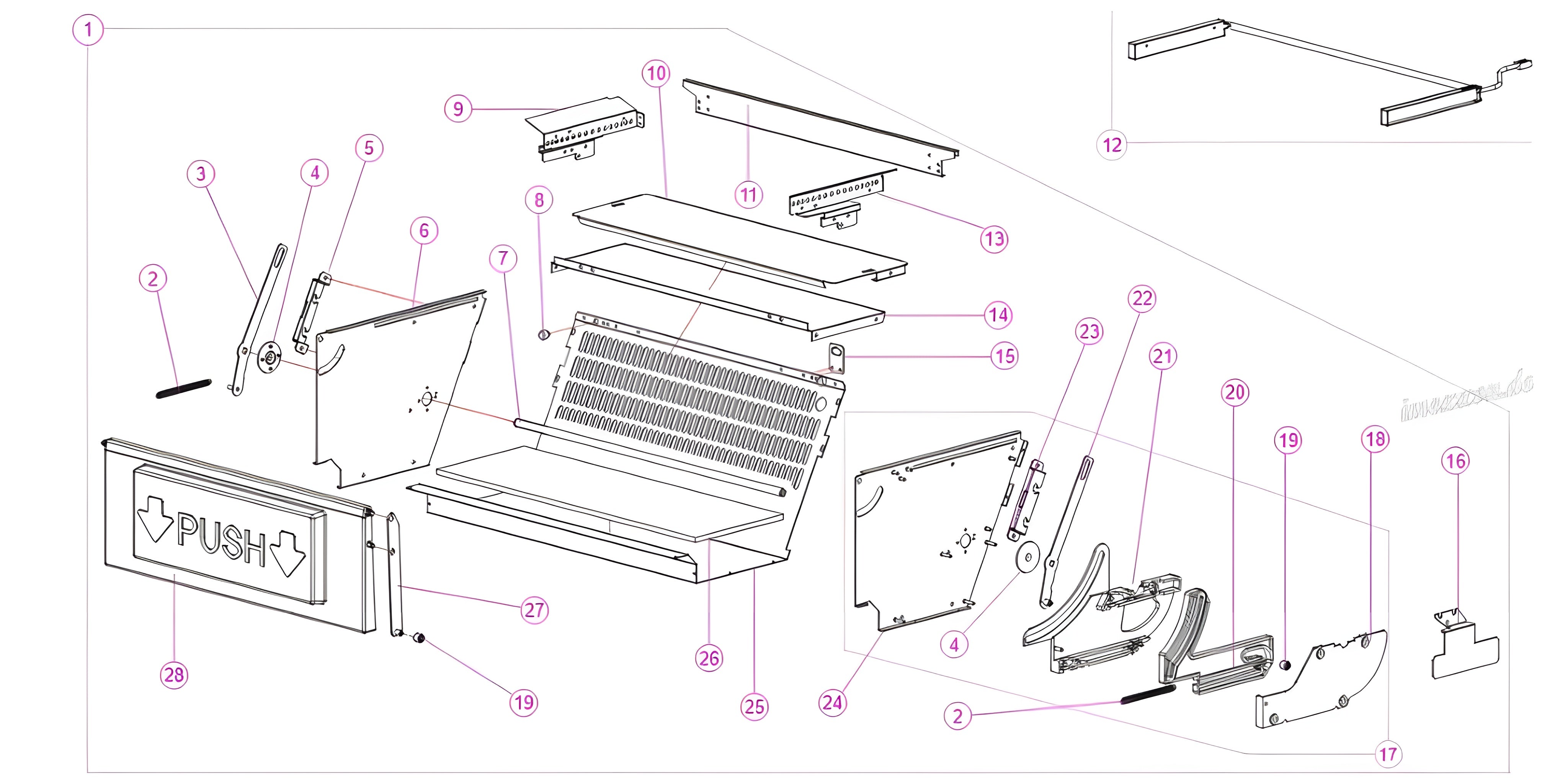 Gewinkelte Ausgabekorbstange – SandenVendo G-Snack 10er Modelle