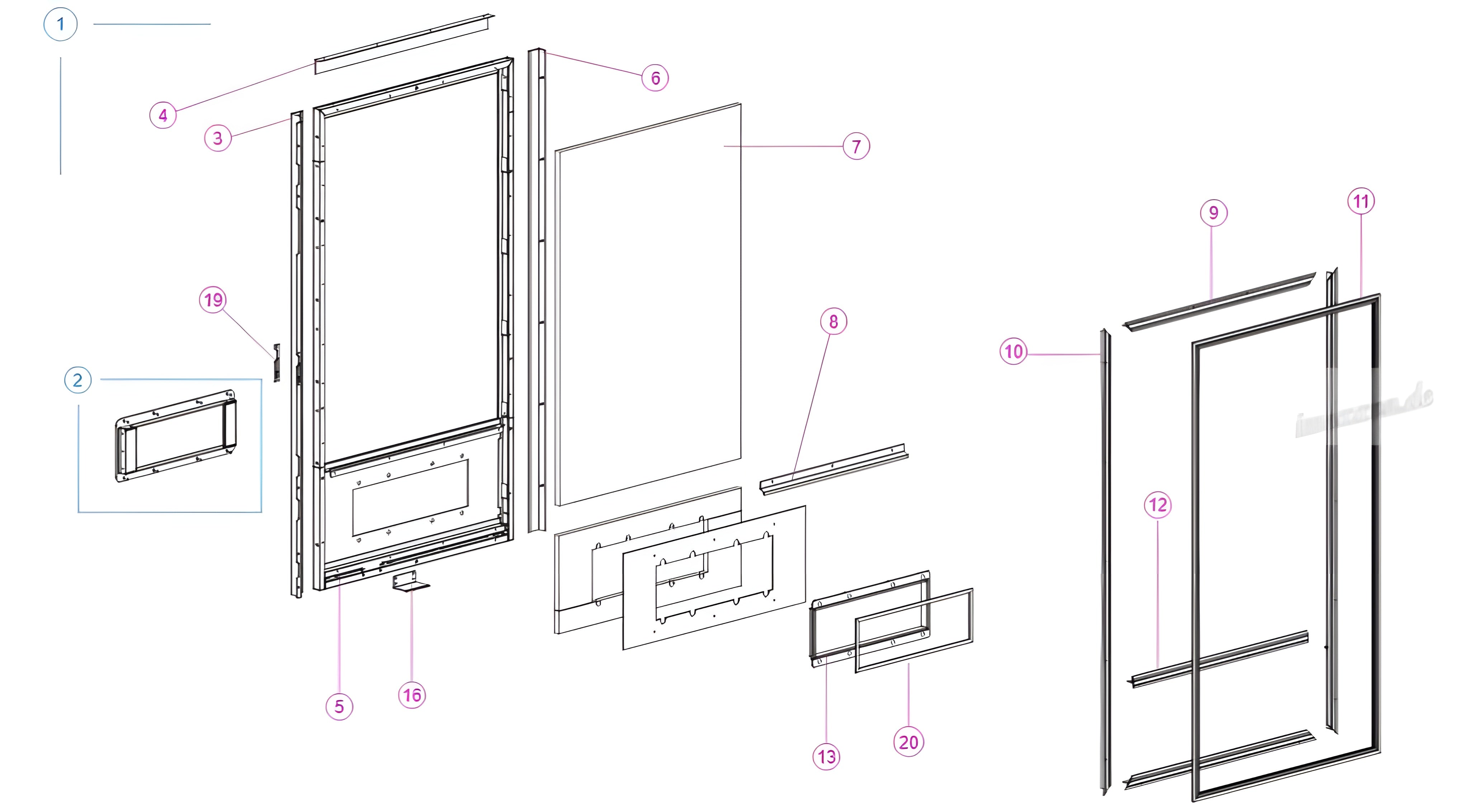 Glasscheibenbefestigungsleiste unten mittig – Sanden Vendo G-Snack 10er Modelle