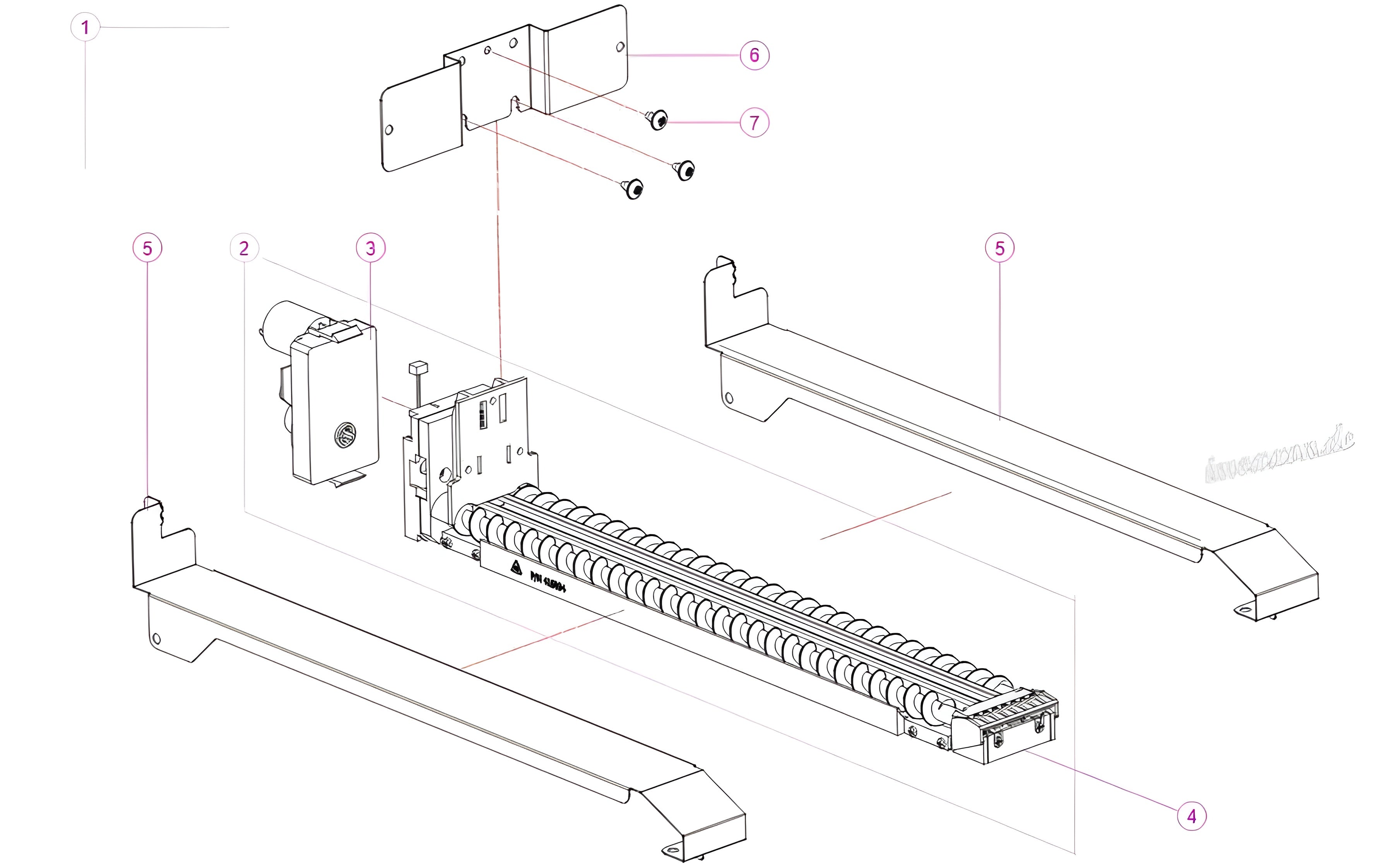 Set: Rotary System komplett mit Motor, Anschlusskabel, Auflageschienen & Befestigungsteilen für SandenVendo Automaten